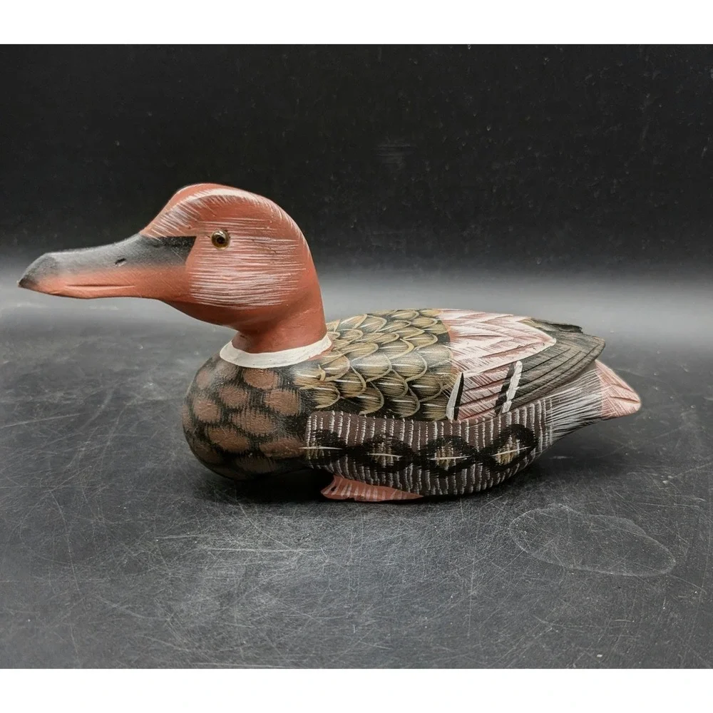 Vintage Hand Painted Wooden Duck Decoy Figurine Rustic Cabin Decor Waterfowl 8